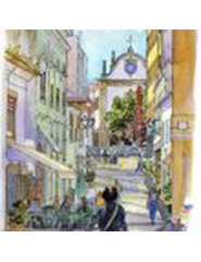 Postal aguarelas "Diário de uma Cidade" A.Bártolo